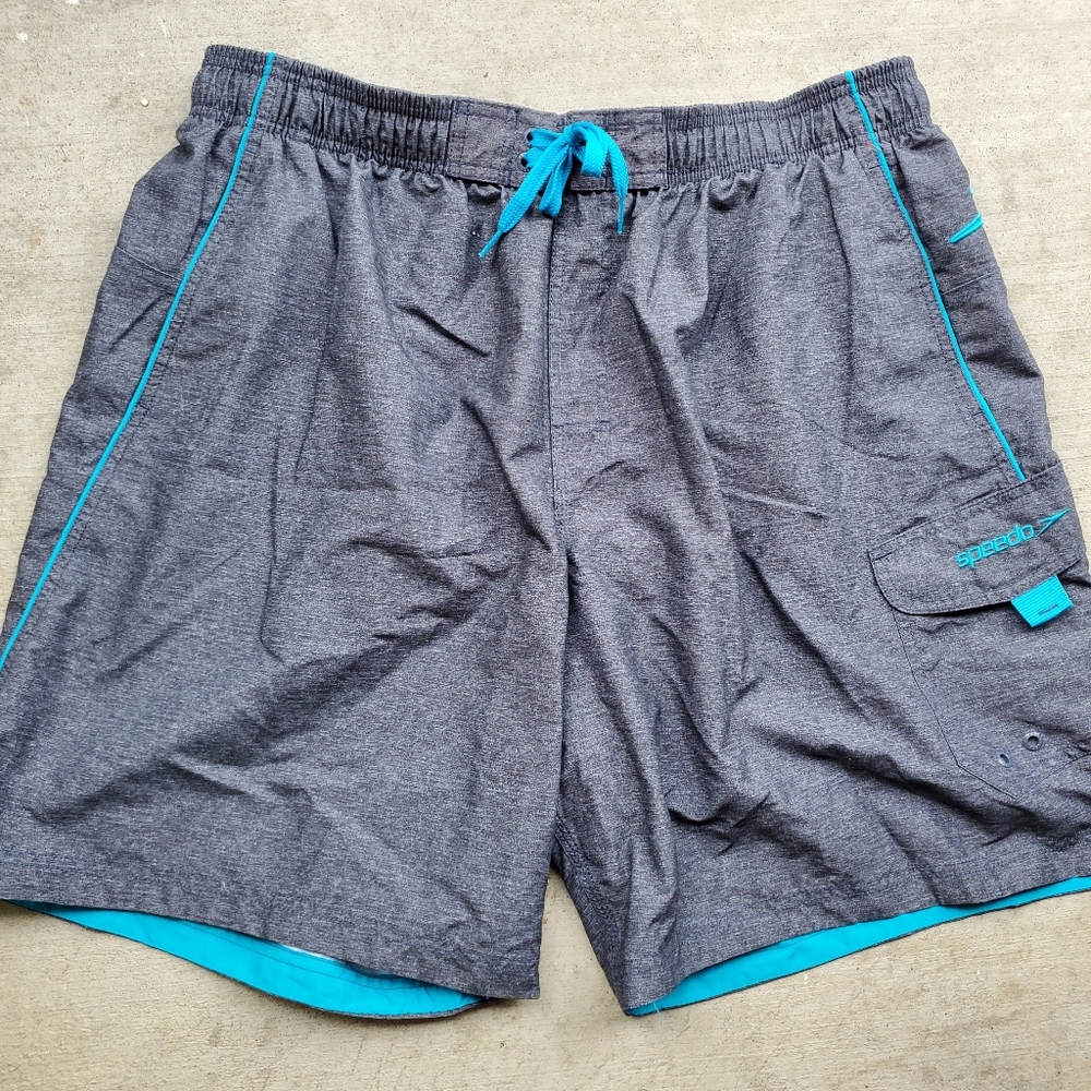 Grey Like New Lined Speedo Swim Short Trunks sz XL